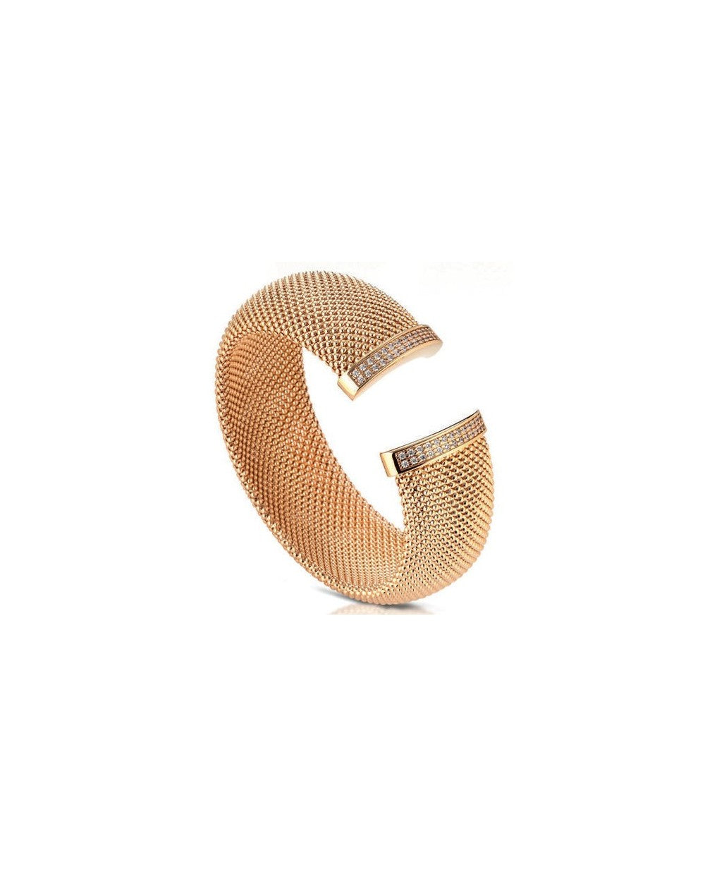 Gisel bracciale rigido in bronzo ramato con zirconi bianchi