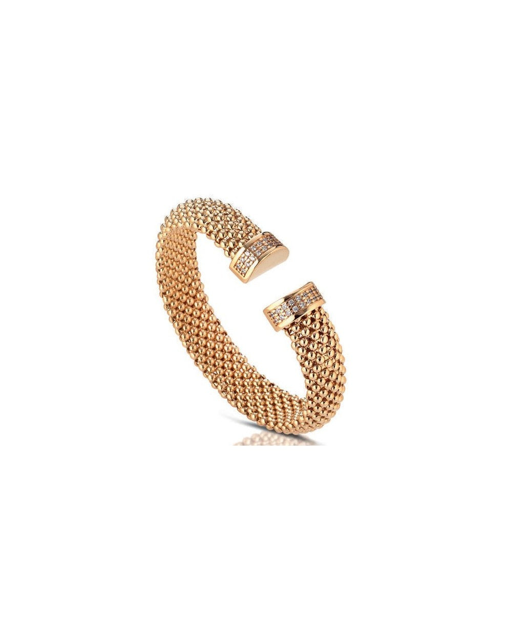 Gisel bracciale rigido in bronzo ramato con zirconi bianchi