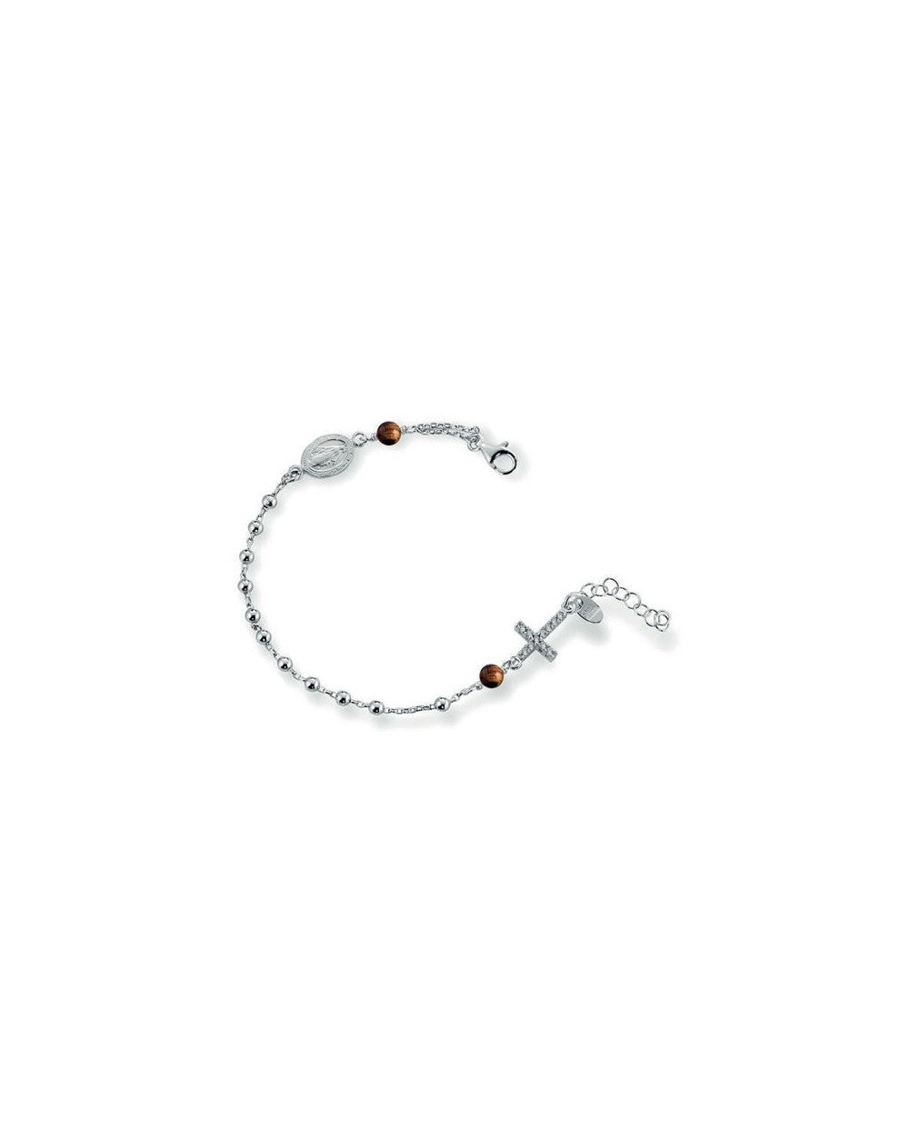 Ananda bracciale rosario in argento rodiato