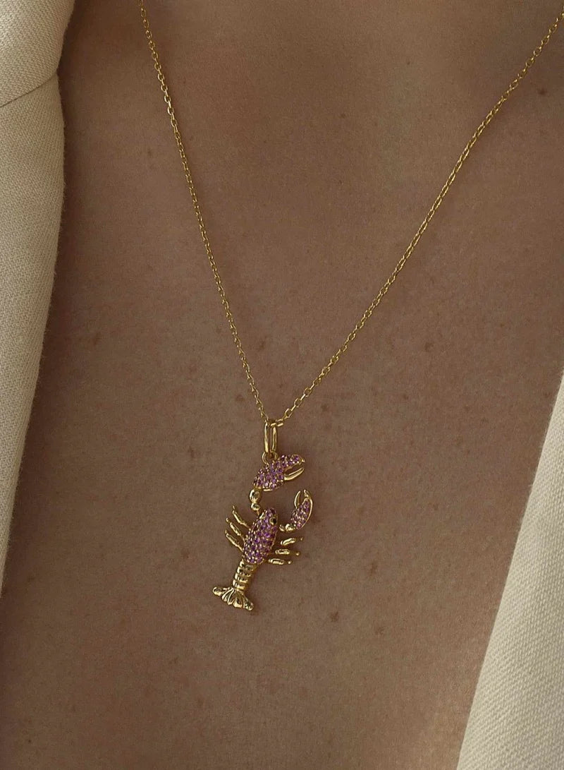 Lineargent Collana con ciondolo a forma di crostaceo in zirconi