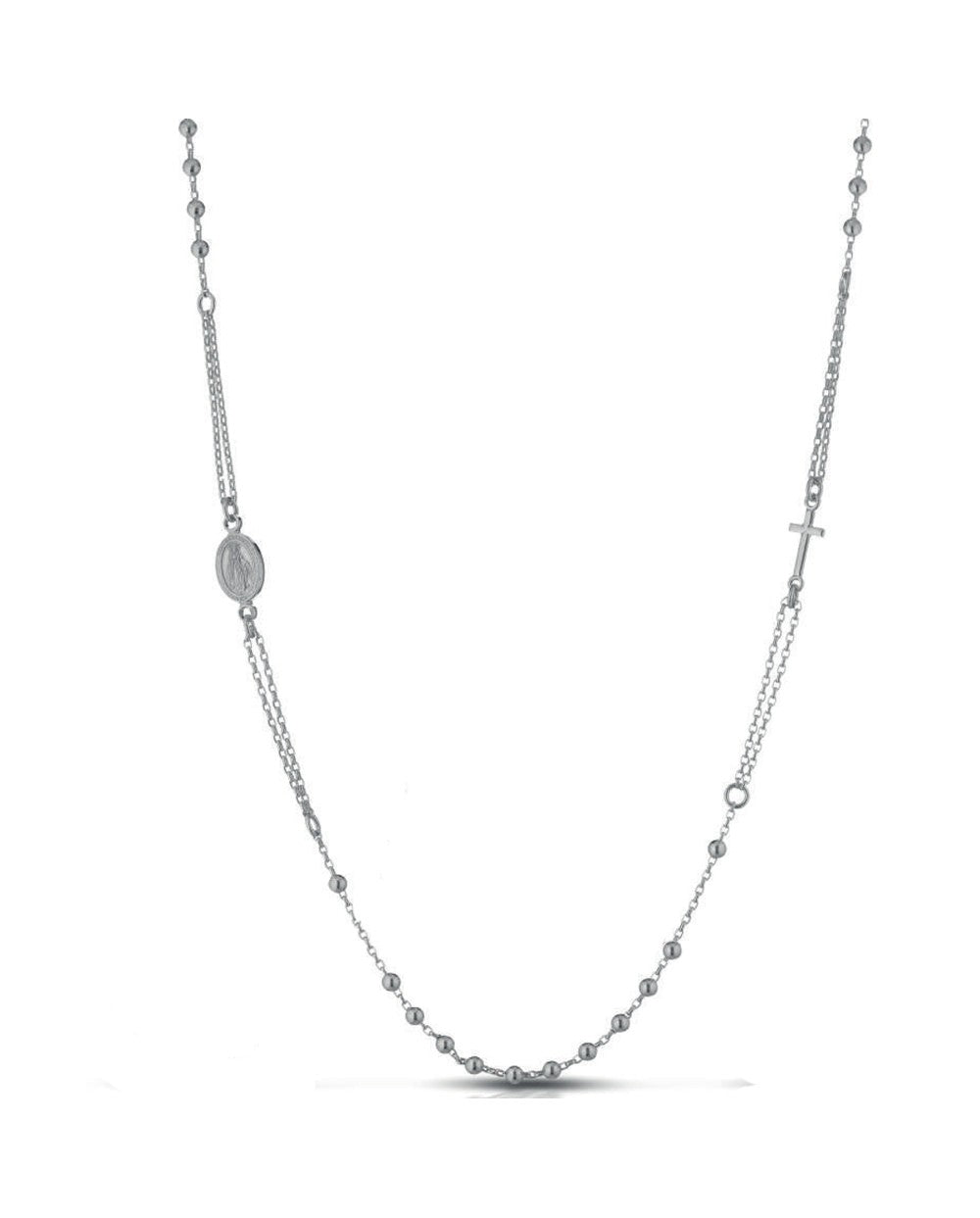 Ananda collana rosario in argento rodiato