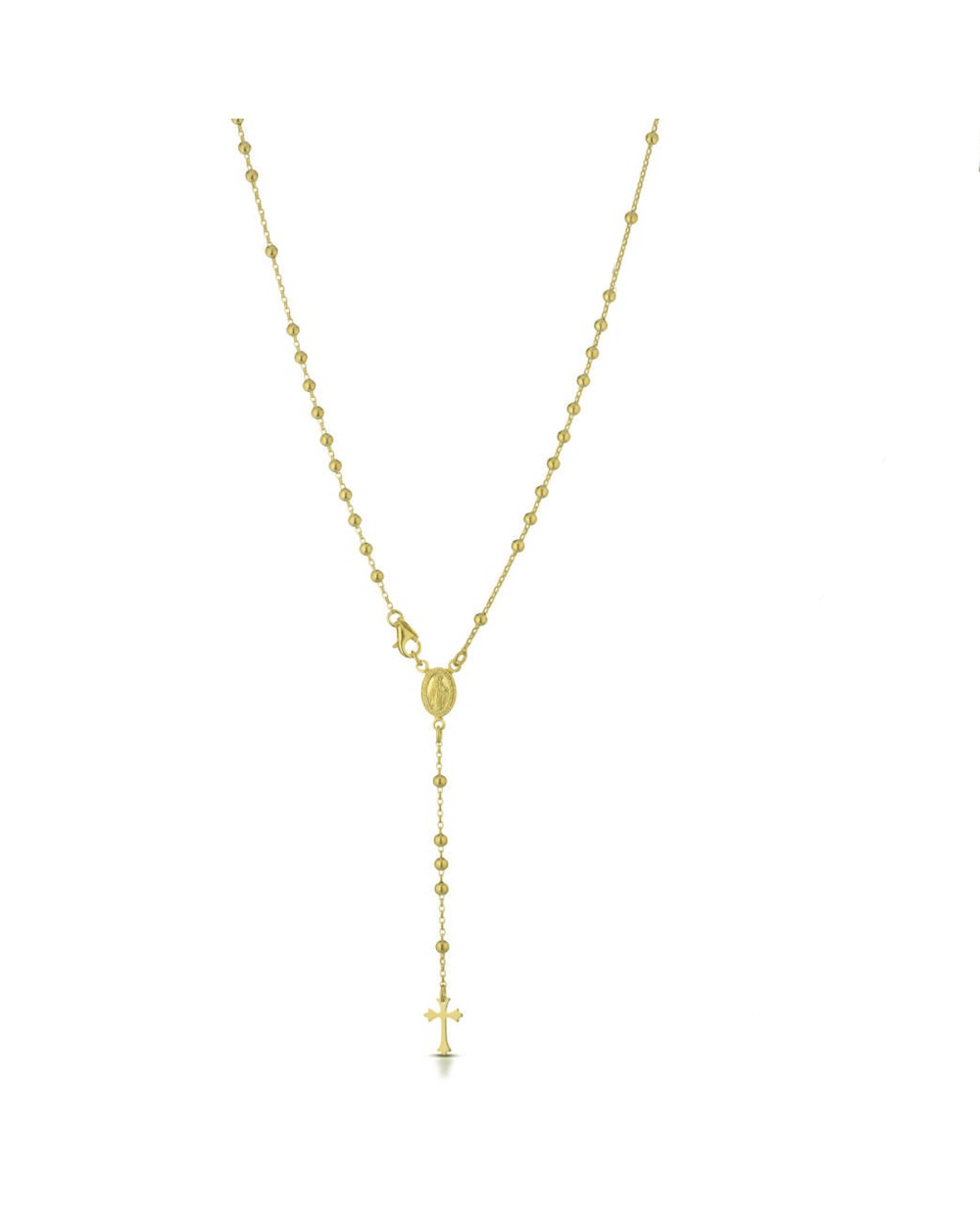 Ananda collana rosario in argento dorato con croce pendente