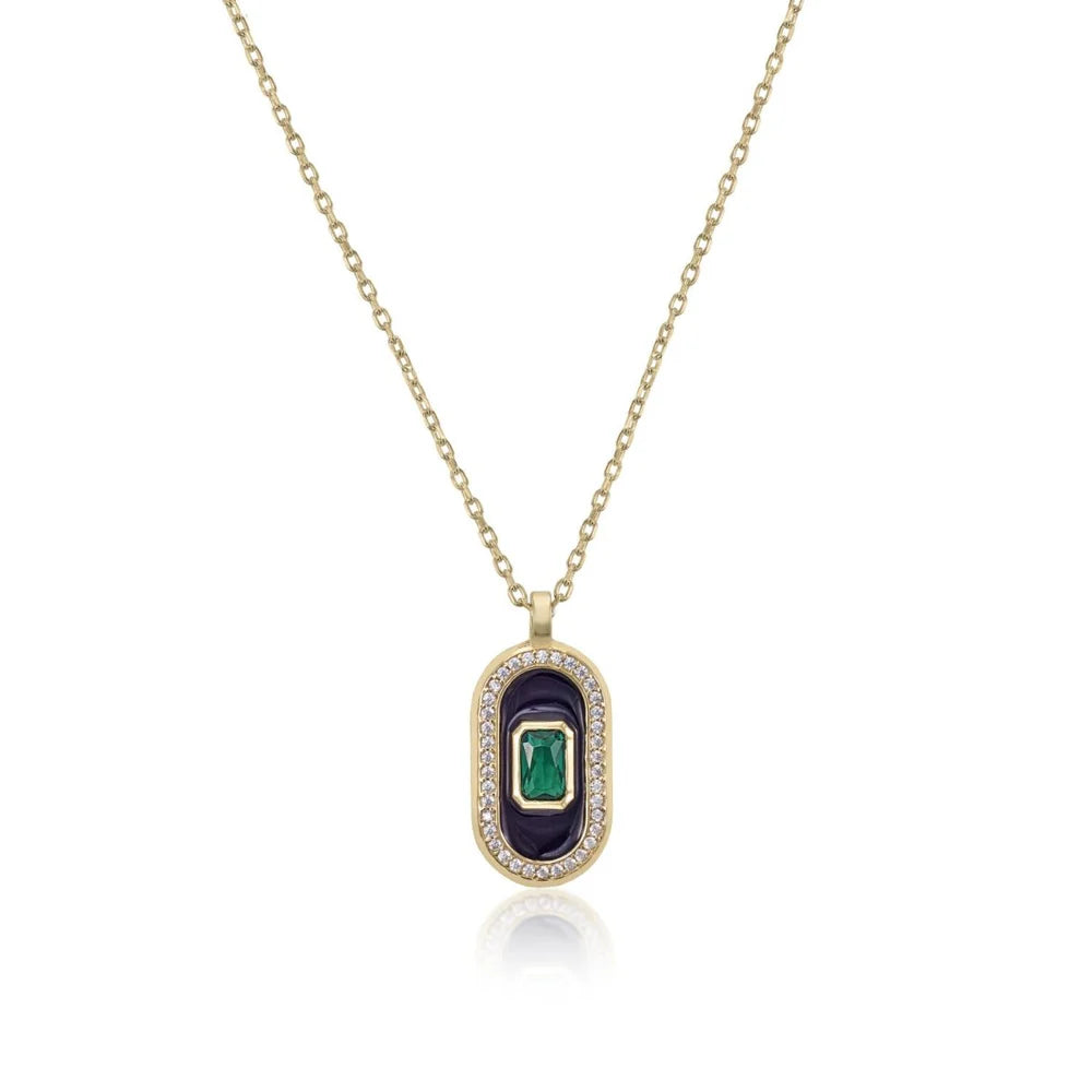 Lineargent Collana in argento con medaglione centrale ovale in zirconi