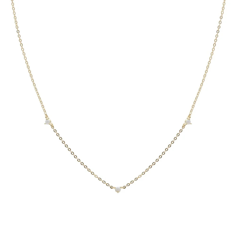 Lineargent Collana corta in argento con design a tre pietre placcate in oro