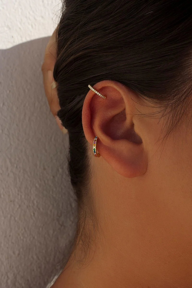 Lineargent Modello multicolore di orecchino a polsino in argento