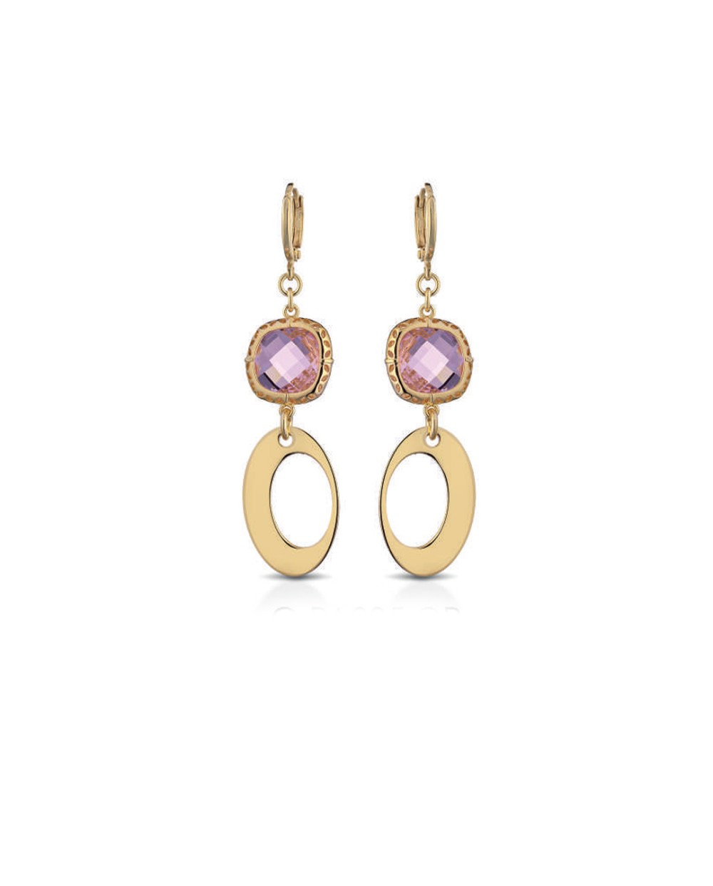 Gisel orecchini in bronzo dorato pendenti con pietre rosa
