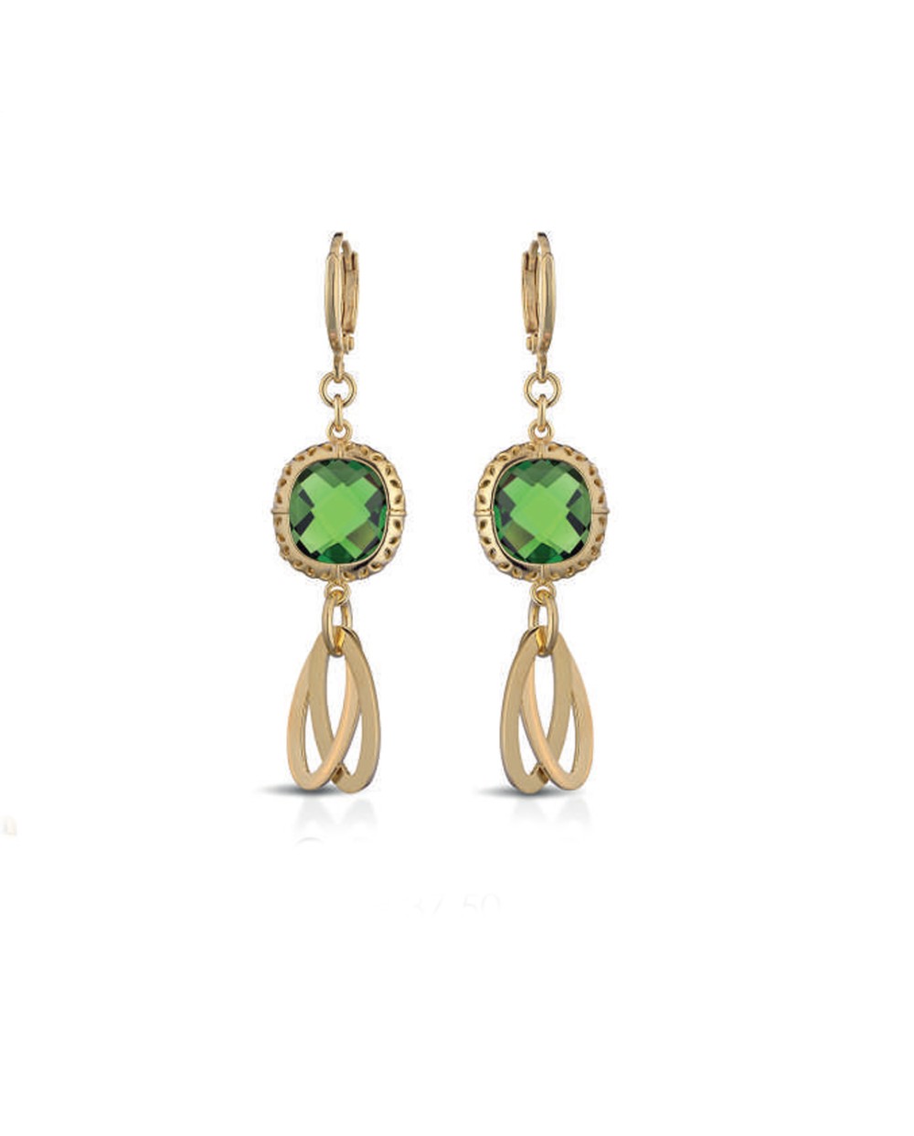 Gisel orecchini in bronzo dorato pendenti con pietre verde
