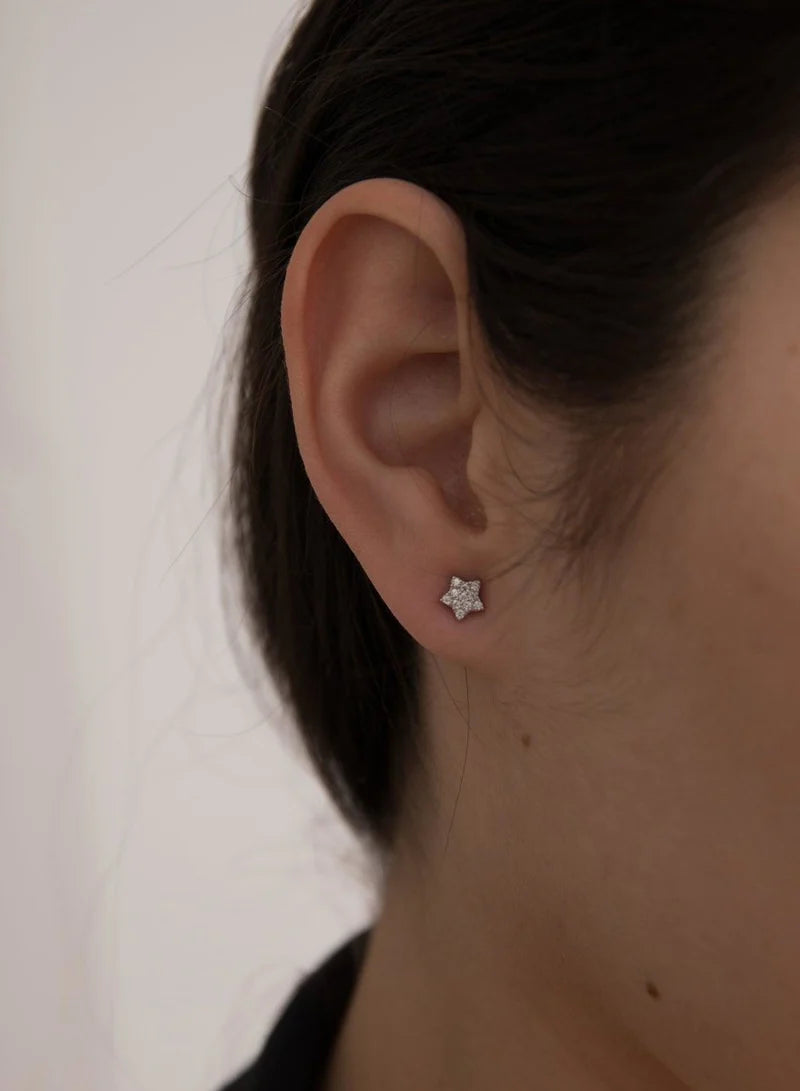 Lineargent Piccoli orecchini in argento con motivo a mini stella in zirconi