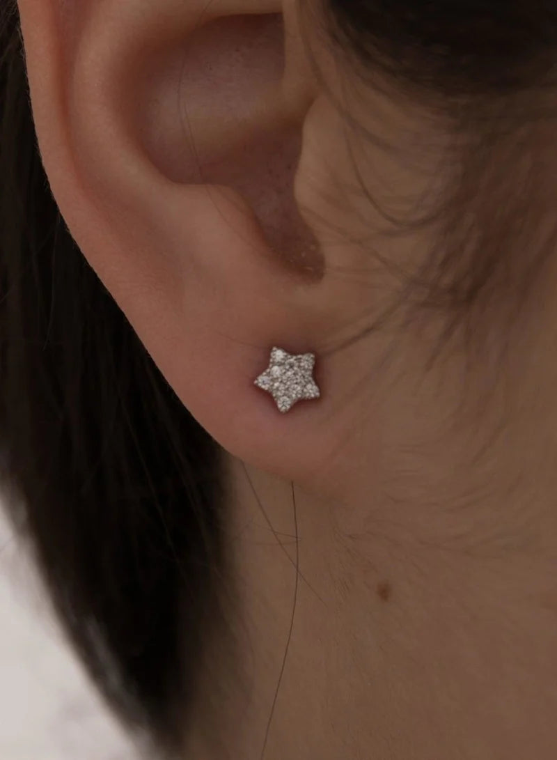 Lineargent Piccoli orecchini in argento con motivo a mini stella in zirconi