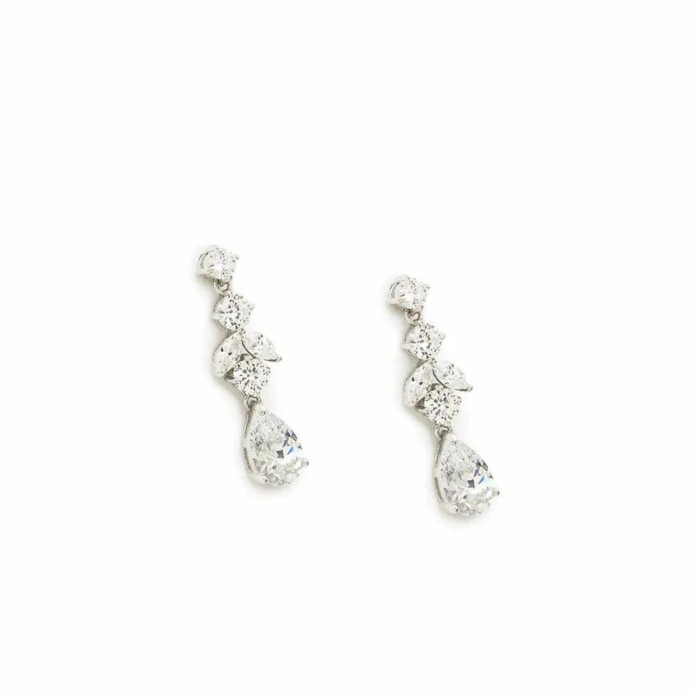 Lineargent Orecchini in argento con design floreale e zirconi