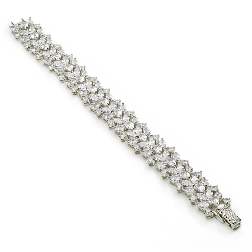 Lineargent Braccialetti in argento lucido con design naturale e zirconi.