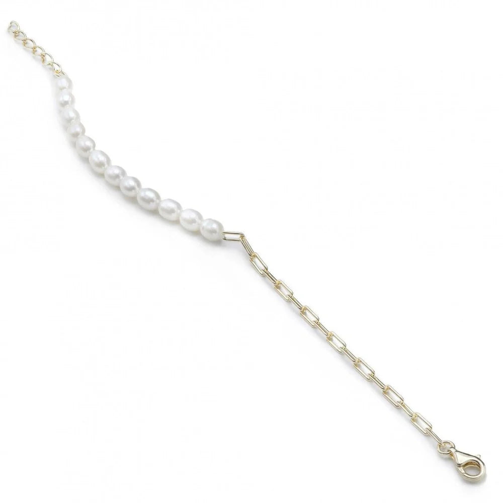 Lineargent Bracciale con perle dal design a catena con anellini a spilla