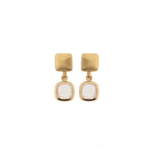 Aquaforte orecchini mignon con pendente quadrato in madreperla 8x8mm