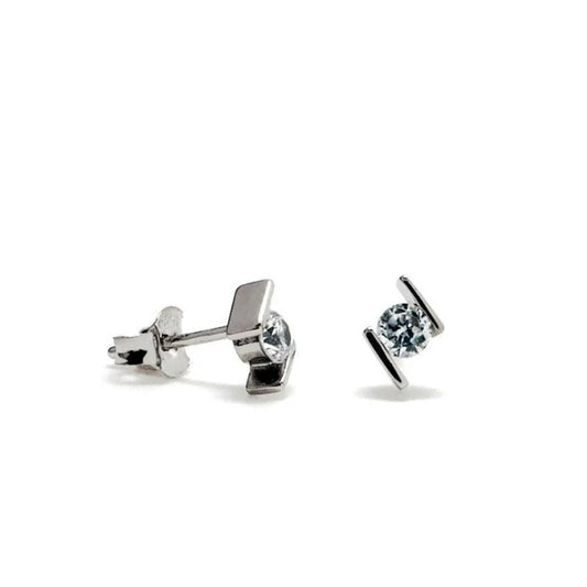 Lineargent orecchini scintillanti piccoli design irregolare con zircone centrale