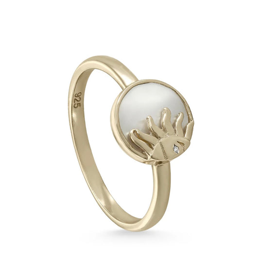 Lineargent anello sigillo in argento design solare con madreperla