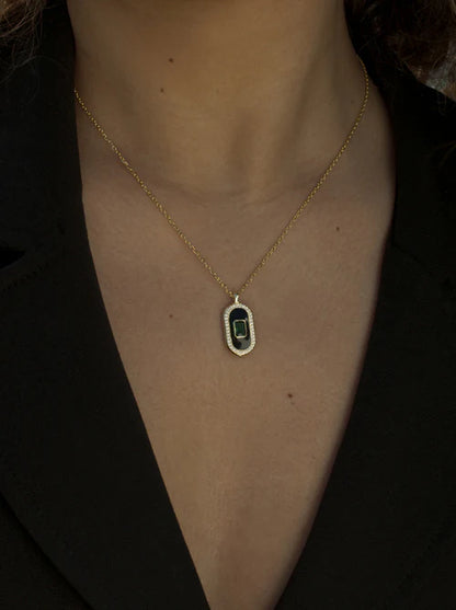 Lineargent Collana in argento con medaglione centrale ovale in zirconi