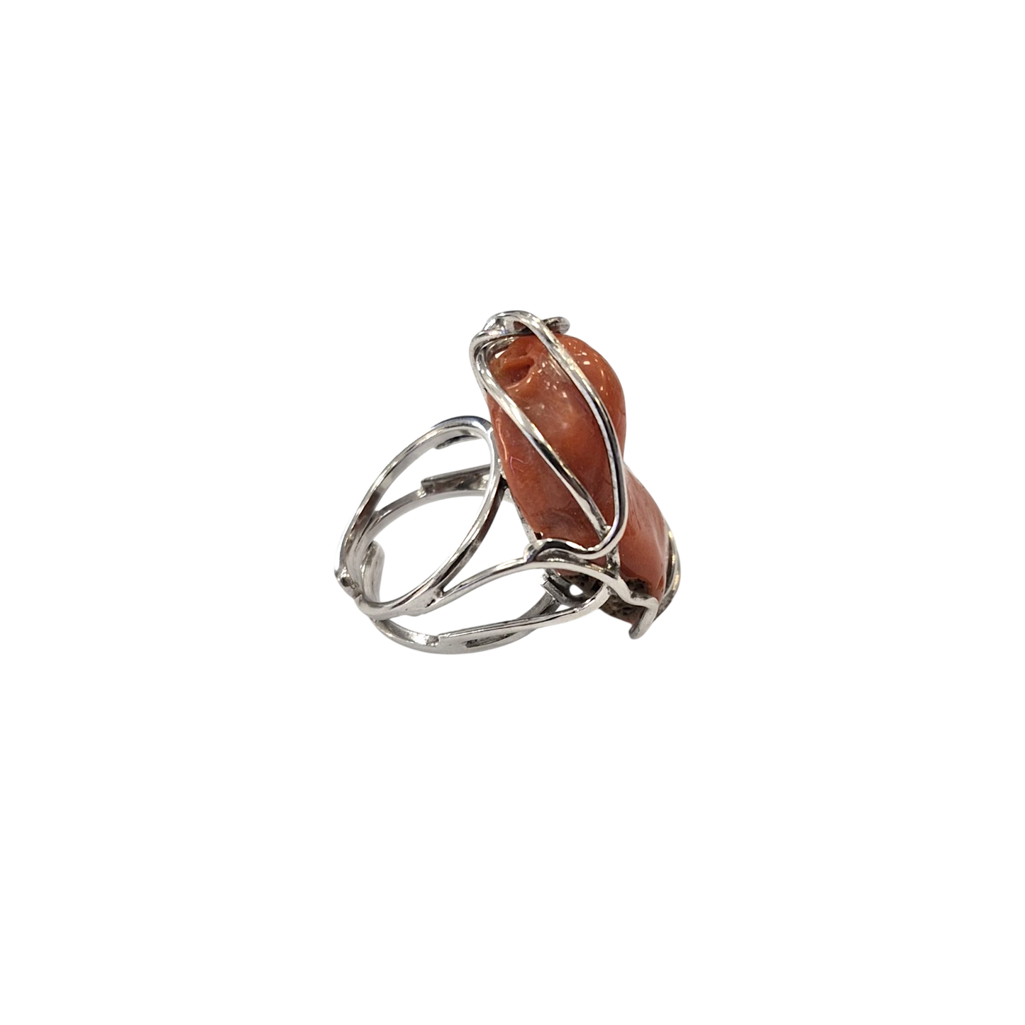 Anello in Corallo Mediterraneo Naturale – Argento 925, Lavorazione a Cera Persa