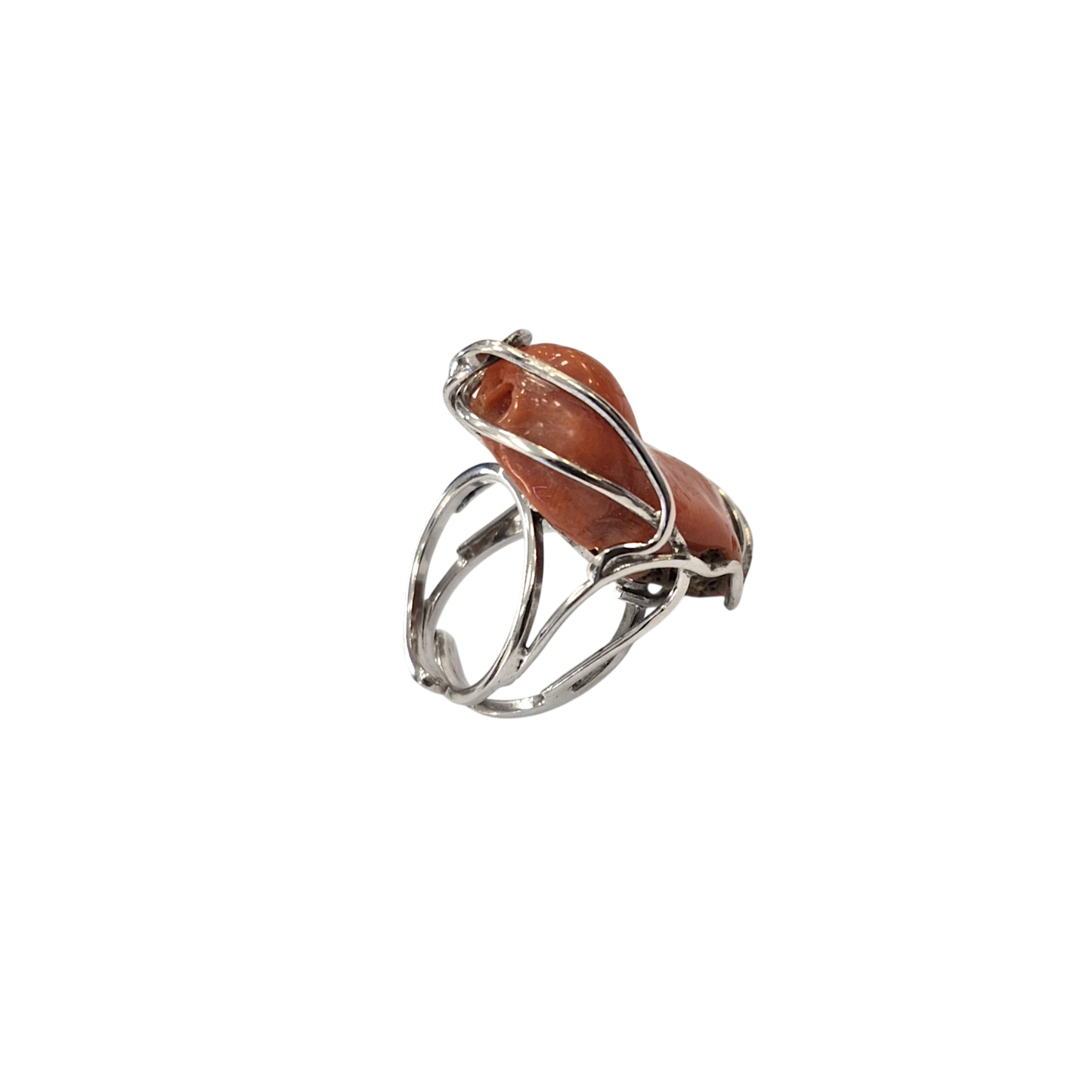 Anello in Corallo Mediterraneo Naturale – Argento 925, Lavorazione a Cera Persa