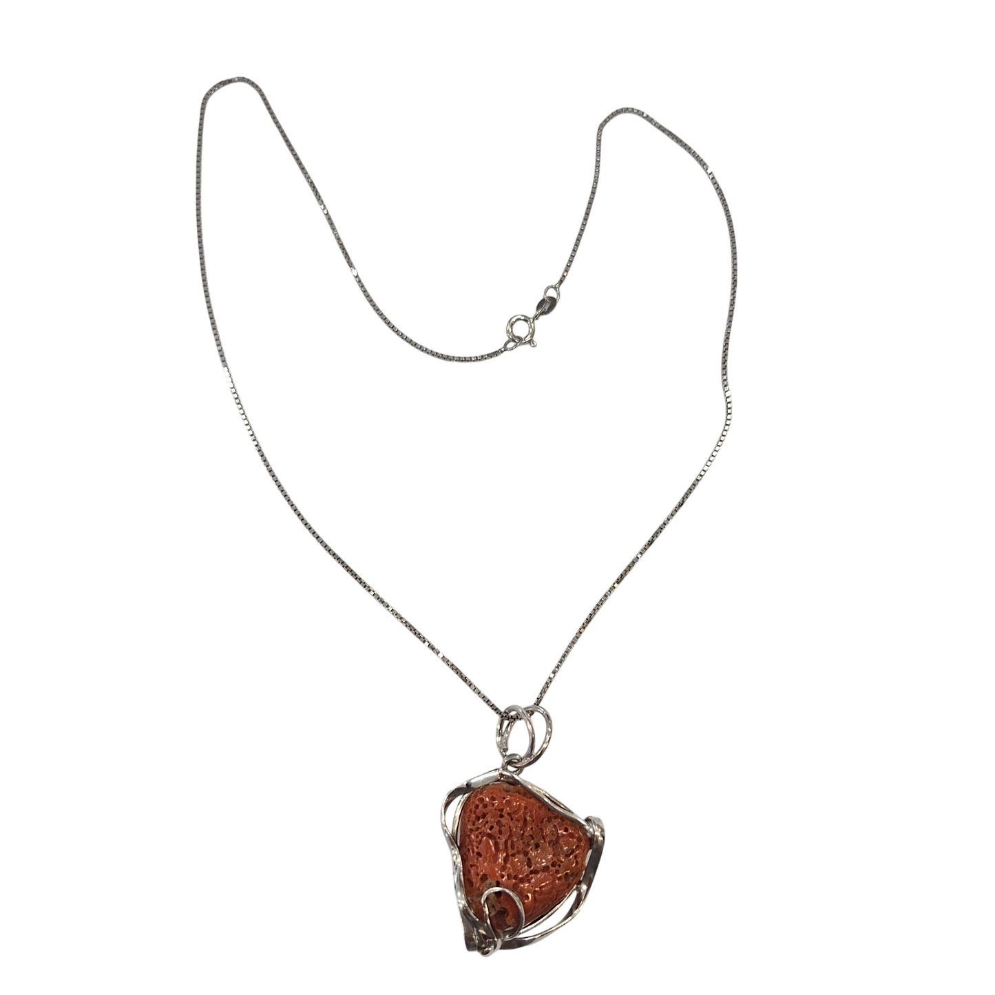 Ciondolo in Corallo Mediterraneo Naturale – Argento 925, Lavorazione a Cera Persa