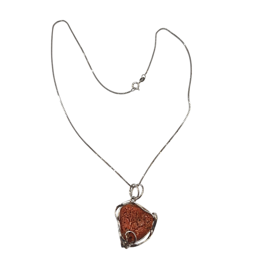 Ciondolo in Corallo Mediterraneo Naturale – Argento 925, Lavorazione a Cera Persa