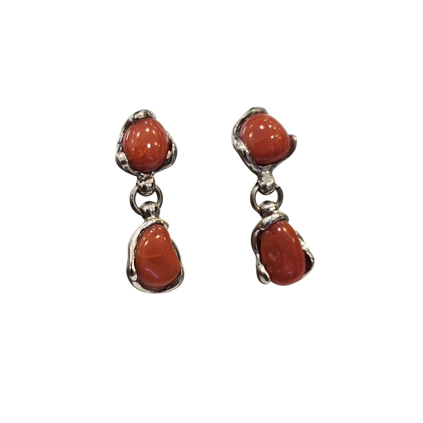 Orecchino in Corallo Mediterraneo Naturale – Argento 925, Lavorazione a Cera Persa