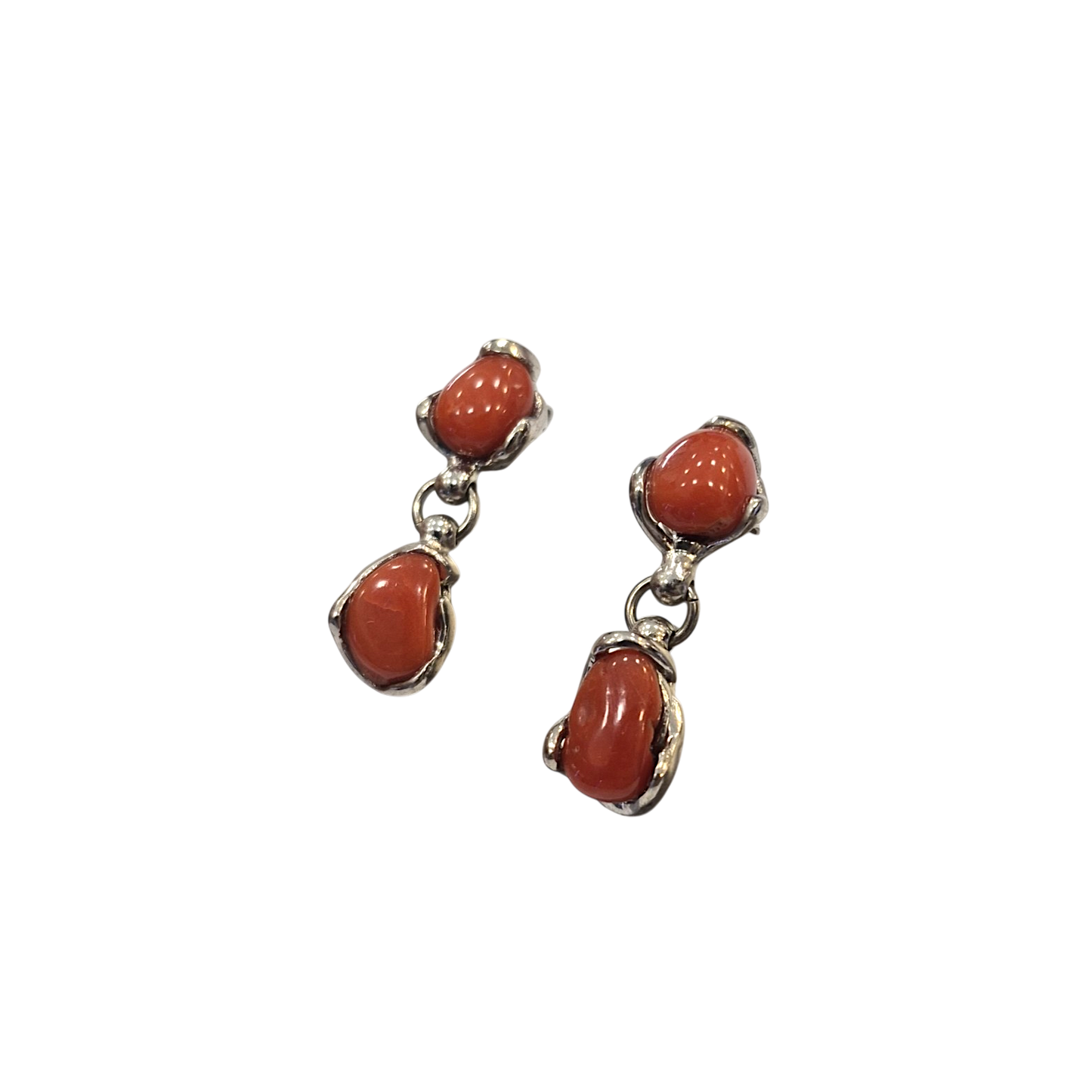 Orecchino in Corallo Mediterraneo Naturale – Argento 925, Lavorazione a Cera Persa