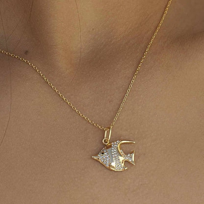 Lineargent collane con ciondolo a forma di pesce con zirconi