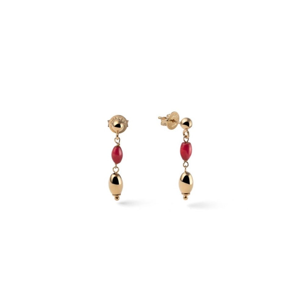 Unoaerre orecchini boule in argento dorato e corallo