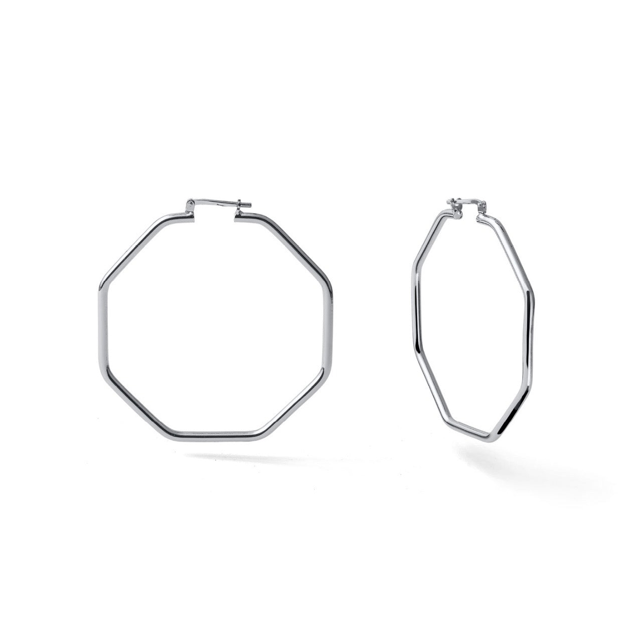 Unoaerre orecchini a cerchio ottagonale argentati