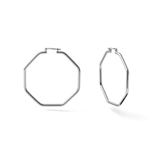 Unoaerre orecchini a cerchio ottagonale argentati