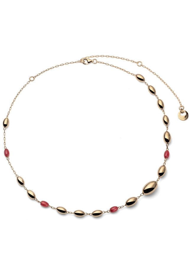 Unoaerre Collana Boule in argento dorato e corallo
