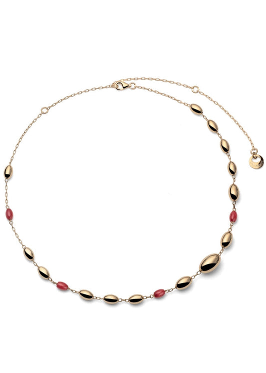 Unoaerre Collana Boule in argento dorato e corallo