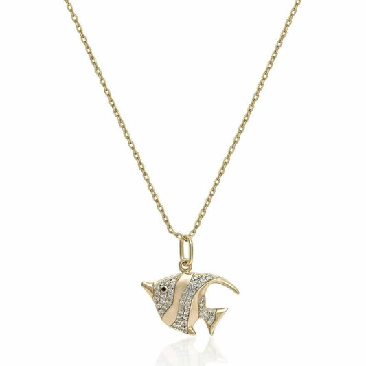 Lineargent collane con ciondolo a forma di pesce con zirconi