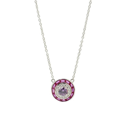 Lineargent collana con pietre disegno circolare tono fucsia
