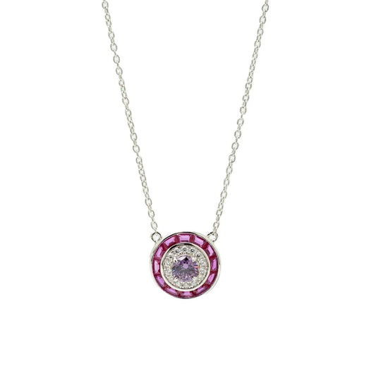 Lineargent collana con pietre disegno circolare tono fucsia