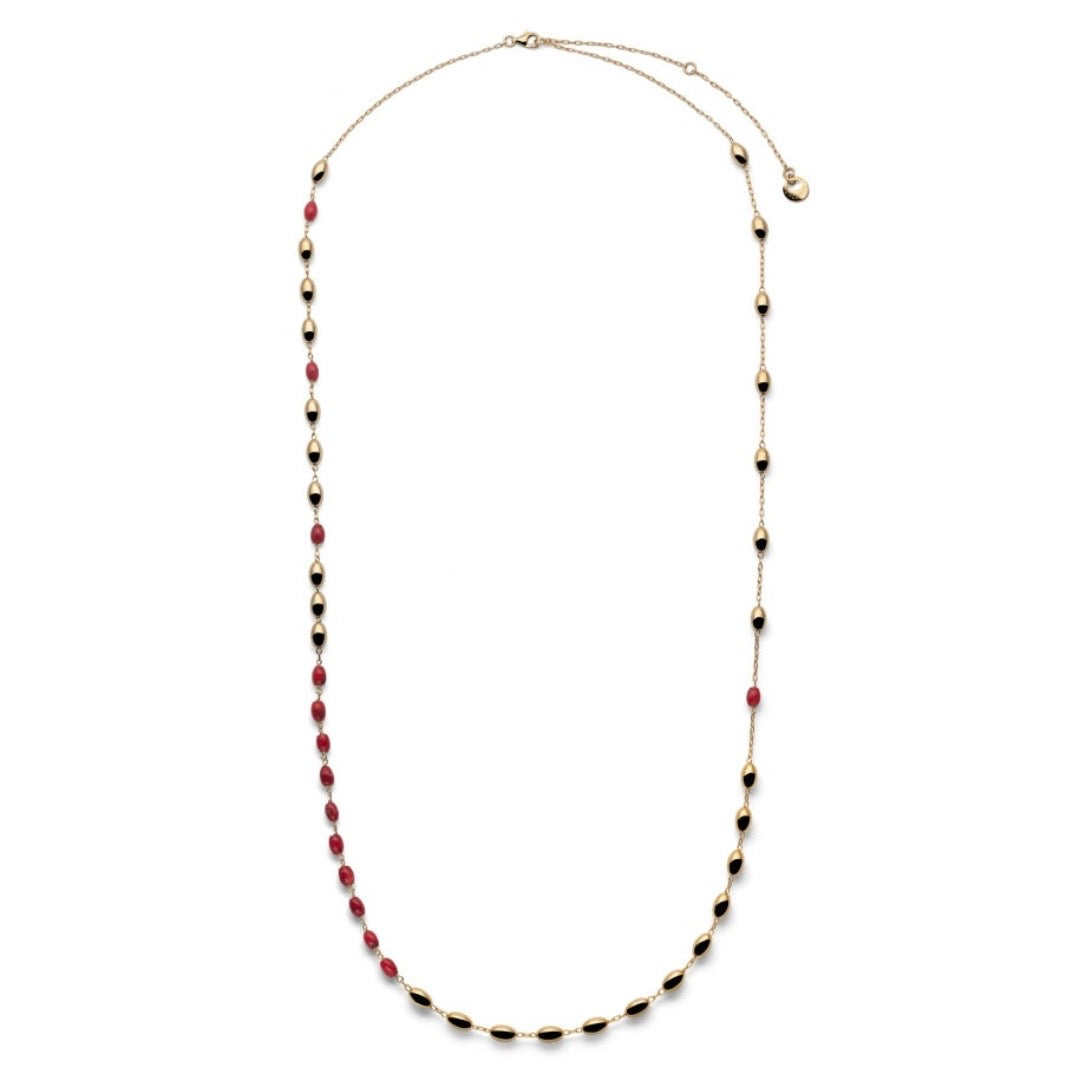 Unoaerre collana lunga boule in argento dorato e corallo