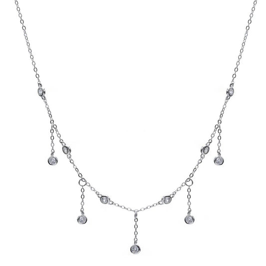 Lineargent Collana con ciondolo in argento con cascata di zirconi