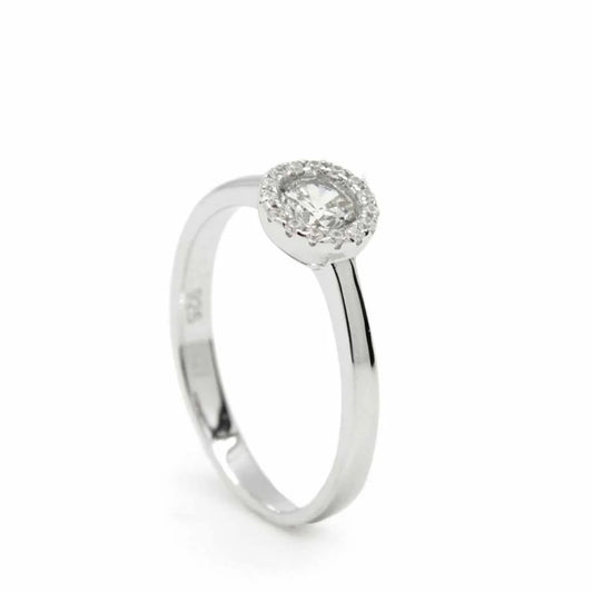 Lineargent anello solitario design quarzo adamantino centrale