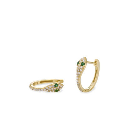 Lineargent orecchini originali in argento con silhouette di serpente e zirconi incastonati