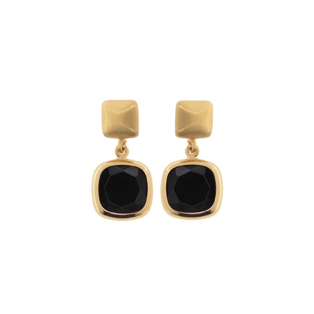 Aquaforte orecchini mignon con pendente quadro nero 12x12mm