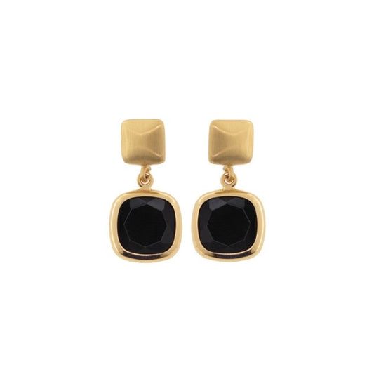 Aquaforte orecchini mignon con pendente quadro nero 12x12mm