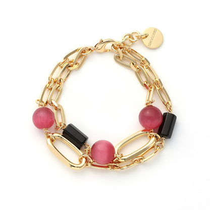 Unoaerre bracciale Gipsy con sfere rosa
