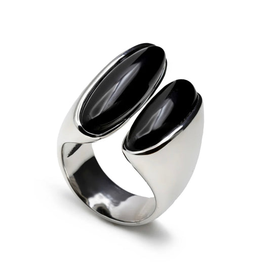 Lineargent anello con pietra onice design aperto in argento
