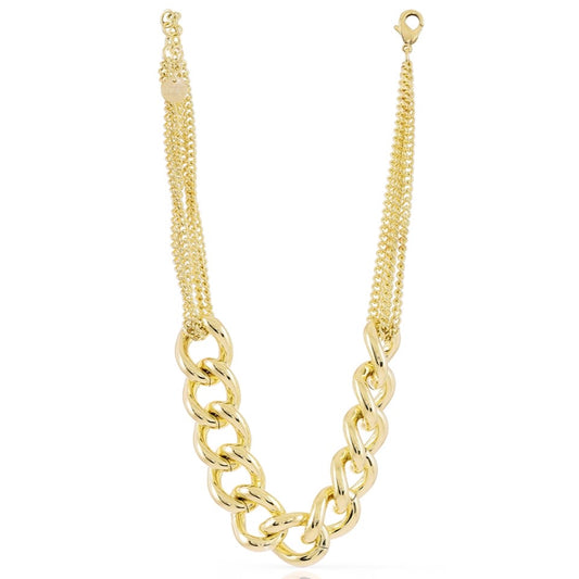 Unoaerre collana catena fantasia in bronzo dorato