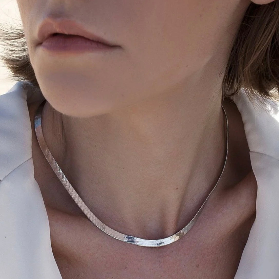 Lineargent collana corta in argento disegno snake grosso