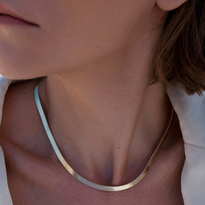 Lineargent collana corte in argento dorato design snake spesso
