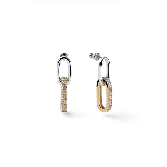 Unoaerre orecchini catena bicolore e zirconi