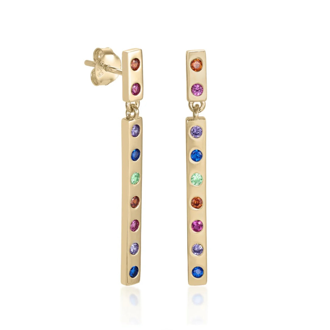 Lineargent orecchini lunghi in argento placcato oro design multicolore