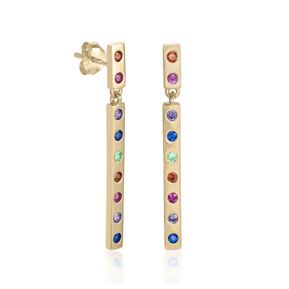 Lineargent orecchini lunghi in argento placcato oro design multicolore