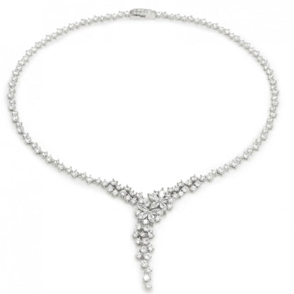 Lineargent collana da festa in argento rigido con disegno lineare e floreale